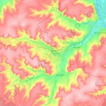 Mappa topografica Ошторма, altitudine, rilievo