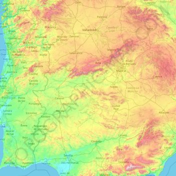 Mappa topografica Tagus, altitudine, rilievo