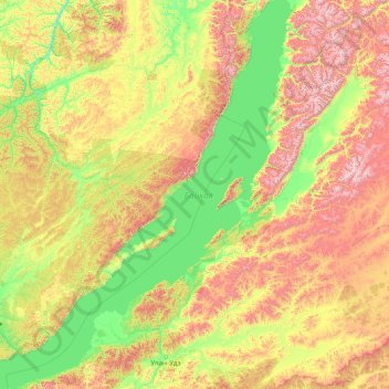 Mappa topografica Lago Bajkal, altitudine, rilievo