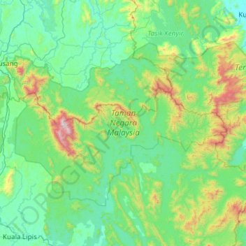 Mappa topografica Malaysia National Park, altitudine, rilievo