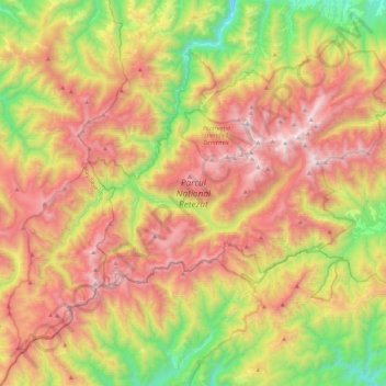Mappa topografica Parcul Național Retezat, altitudine, rilievo