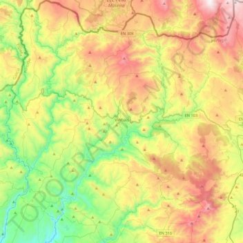 Mappa topografica Vinhais, altitudine, rilievo