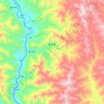 Mappa topografica 新卡乡, altitudine, rilievo