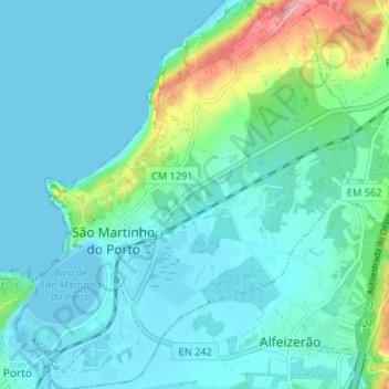 Mappa topografica São Martinho do Porto, altitudine, rilievo