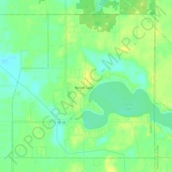 Mappa topografica Koontz Lake, altitudine, rilievo