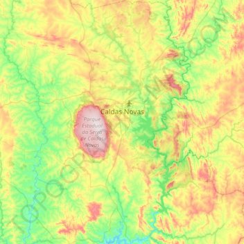 Mappa topografica Caldas Novas, altitudine, rilievo