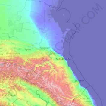Mappa topografica 达吉斯坦共和国, altitudine, rilievo