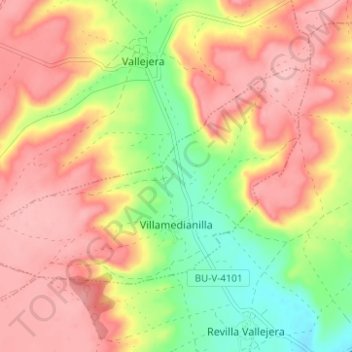 Mappa topografica Villamedianilla, altitudine, rilievo