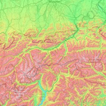 Mappa topografica Tirol, altitudine, rilievo