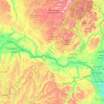 Mappa topografica Mohawk River, altitudine, rilievo