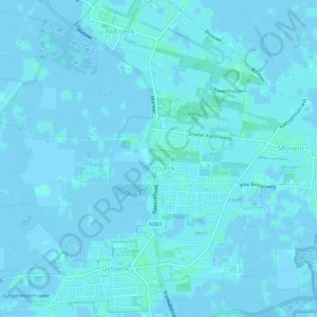 Mappa topografica Oentsjerk, altitudine, rilievo