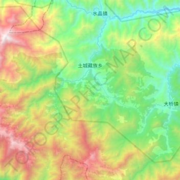 Mappa topografica 土城藏族乡, altitudine, rilievo