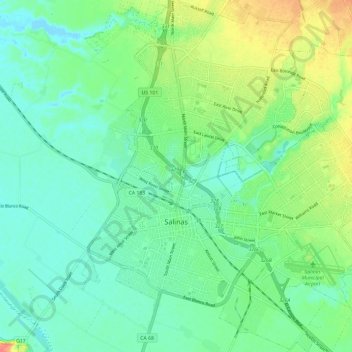 Mappa topografica Salinas, altitudine, rilievo