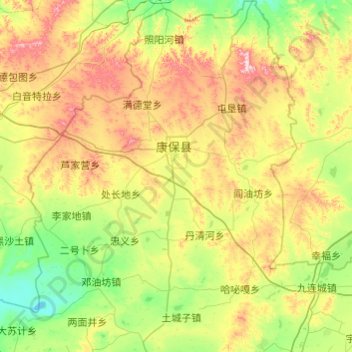 Mappa topografica 康保县, altitudine, rilievo