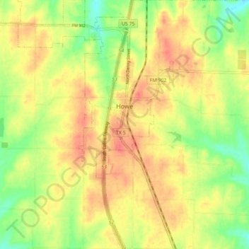 Mappa topografica Howe, altitudine, rilievo