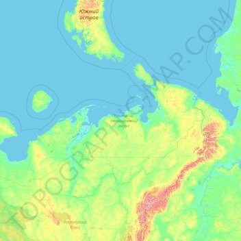 Mappa topografica Заполярный район, altitudine, rilievo