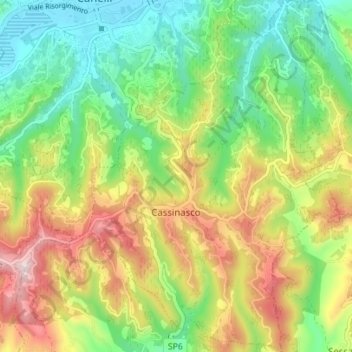 Mappa topografica Cassinasco, altitudine, rilievo