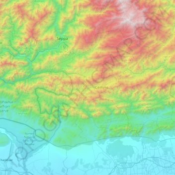Mappa topografica Pakke Kessang, altitudine, rilievo