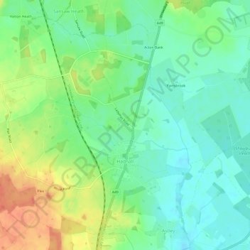Mappa topografica Hadnall, altitudine, rilievo