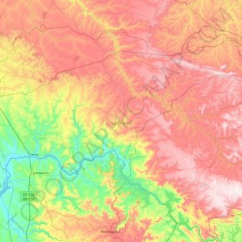 Mappa topografica Sacramento, altitudine, rilievo