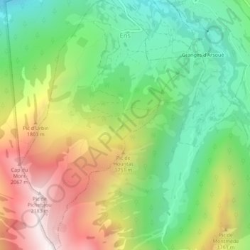 Mappa topografica Ens, altitudine, rilievo