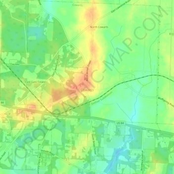 Mappa topografica Cowarts, altitudine, rilievo