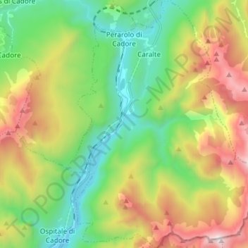 Mappa topografica Perarolo di Cadore, altitudine, rilievo