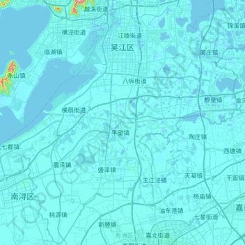 Mappa topografica 吴江区, altitudine, rilievo