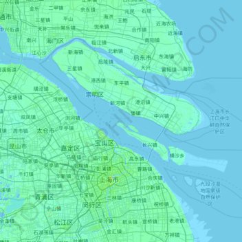 Mappa topografica 崇明区, altitudine, rilievo
