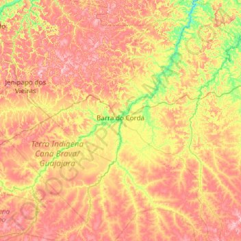 Mappa topografica Barra do Corda, altitudine, rilievo