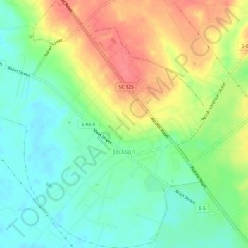 Mappa topografica Jackson, altitudine, rilievo