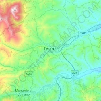 Mappa topografica Teramo, altitudine, rilievo