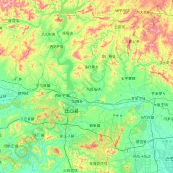 Mappa topografica 迁西县, altitudine, rilievo