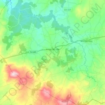 Mappa topografica Antas de Ulla, altitudine, rilievo