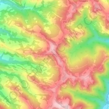 Mappa topografica Serravalle Langhe, altitudine, rilievo
