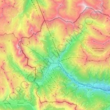 Mappa topografica Bardonecchia, altitudine, rilievo