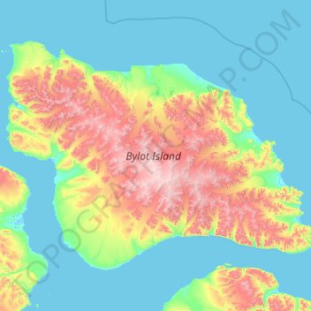 Mappa topografica Bylot Island, altitudine, rilievo