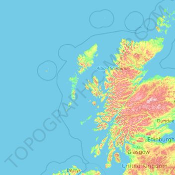 Mappa topografica Hebrides, altitudine, rilievo