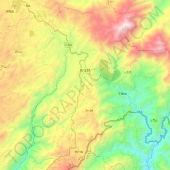 Mappa topografica 都龙镇, altitudine, rilievo