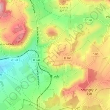 Mappa topografica Étaule, altitudine, rilievo