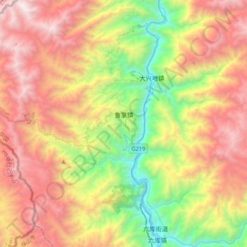 Mappa topografica 鲁掌镇, altitudine, rilievo