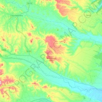 Mappa topografica Montalbano Jonico, altitudine, rilievo