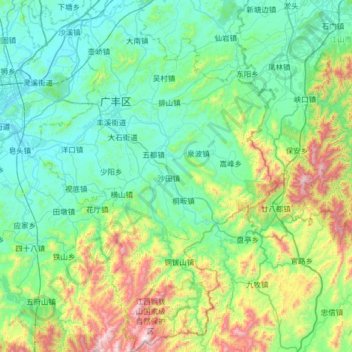Mappa topografica 广丰区, altitudine, rilievo