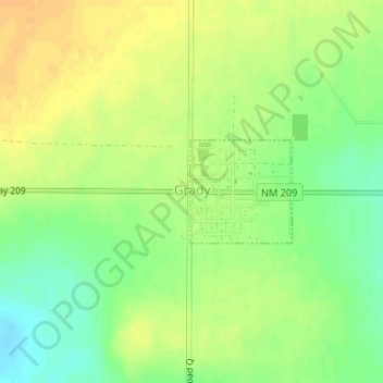 Mappa topografica Grady, altitudine, rilievo