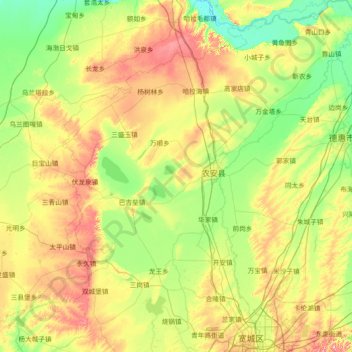 Mappa topografica 农安县, altitudine, rilievo