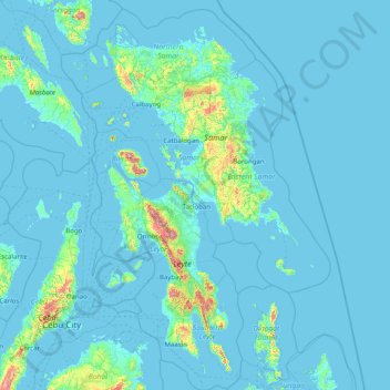 Mappa topografica Eastern Visayas, altitudine, rilievo