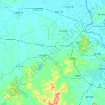 Mappa topografica 吉林高新技术产业开发区, altitudine, rilievo