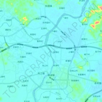 Mappa topografica 棉湖镇, altitudine, rilievo