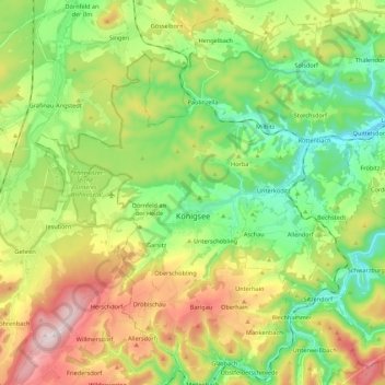 Mappa topografica Königsee, altitudine, rilievo