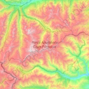 Mappa topografica Parco Nazionale Gran Paradiso, altitudine, rilievo